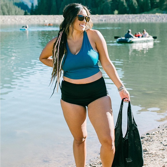 KIAVA RUCHED HIGH RISE BOTTOMS BLACK - Picture 4 of 4